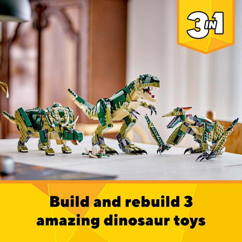 LEGO Creator 3-in-1 Triceratops model with movable head and legs