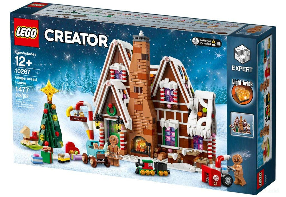 LEGO Creator Expert Gingerbread House roof with frosted candy buttons for festive display.