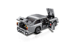 LEGO Creator Expert James Bond DB5 golf clubs add authentic prop accessories for display.