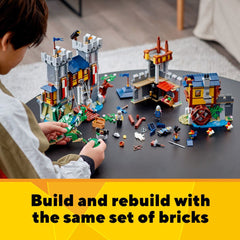 LEGO Creator Medieval Castle catapult tower setup enhances action and siege play.