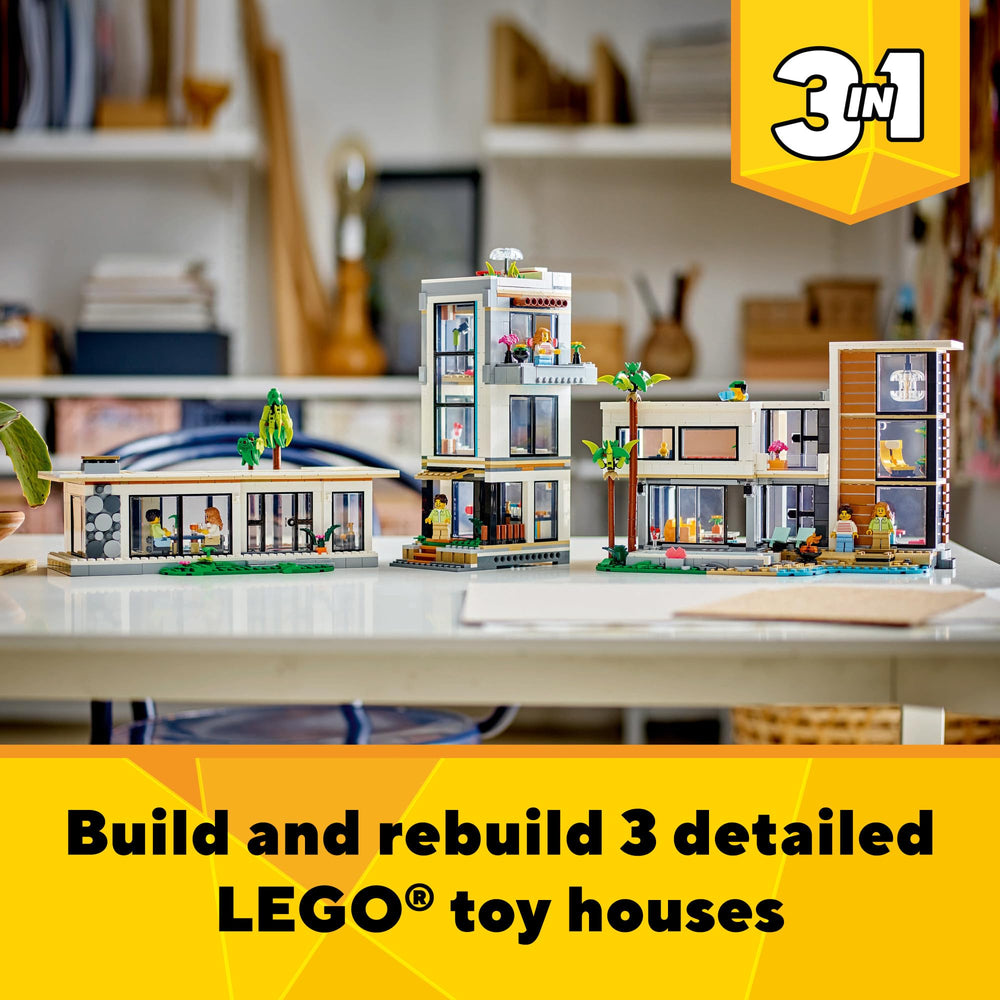 LEGO Creator Modern House kitchen and living area invites everyday pretend play