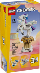 LEGO Creator Mythical Pegasus figure on pedestal for display and imaginative storytelling