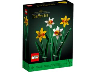 LEGO Daffodils create a colorful centerpiece when displayed on shelves.