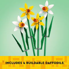 Close-up of white LEGO Daffodils bloom showcasing delicate contrast