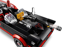 LEGO Batman Batmobile 76188 display-ready setup for shelf showcase.