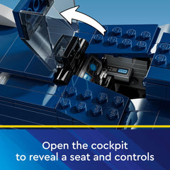 LEGO DC Batman cockpit lift-up for easy driver access during play.