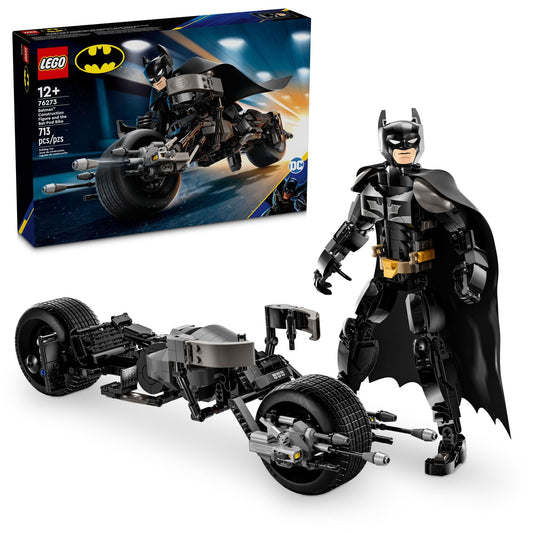 LEGO DC Batman construction figure and Bat-Pod bike ready for display and imaginative play.