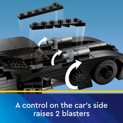 LEGO DC Batmobile flaming tailpipe detail enhances movie inspired excitement