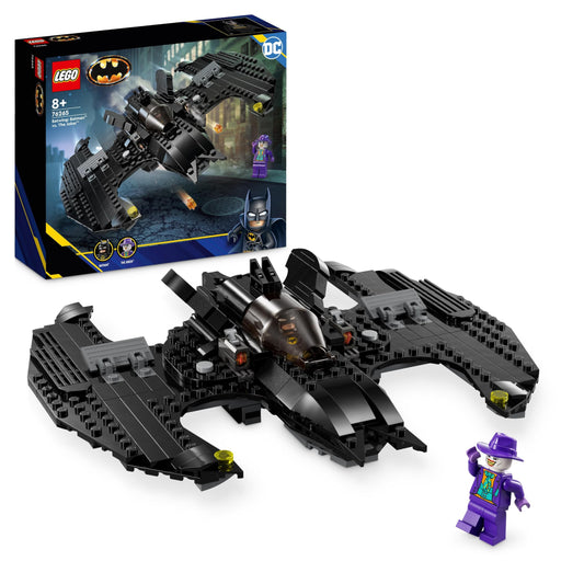 LEGO DC Batwing cockpit with Batman and Joker for imaginative play.