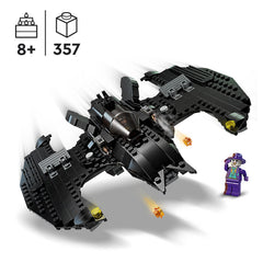 LEGO DC Batwing catapults shown for dynamic battle moments.
