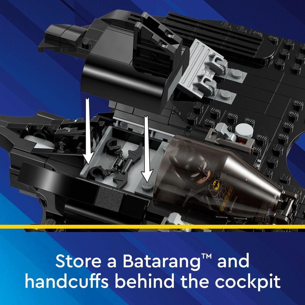 LEGO DC Batwing cockpit and two stud launchers for aerial play