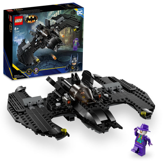 LEGO DC Batwing front view with Batman and Joker ready for action