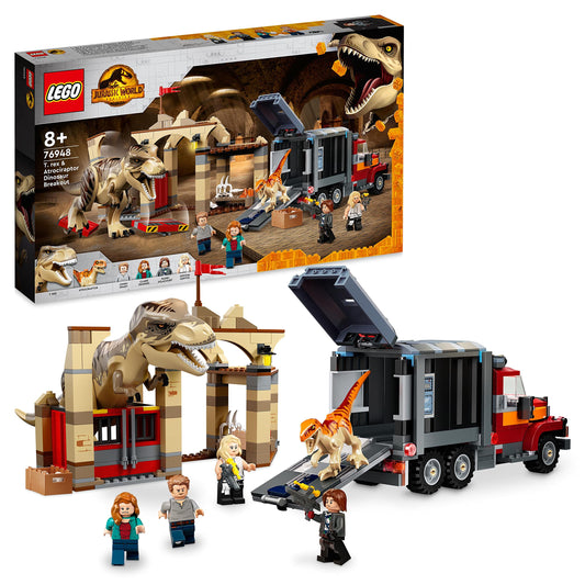LEGO Jurassic World dinosaur escape set with truck for imaginative play