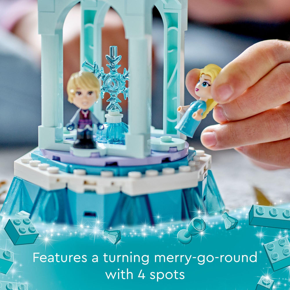 LEGO Disney Frozen Olaf figure beside ice palace for cozy imaginative scenes