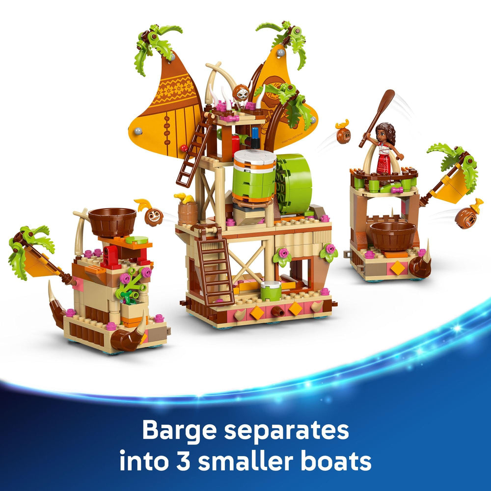 LEGO Disney Moana 2 Kakamora Barge catapult scene invites dynamic battles.