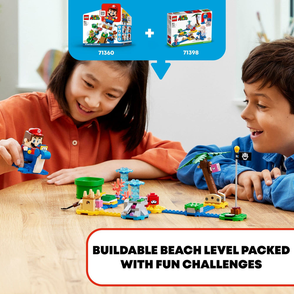 LEGO Dorrie figure rides on LEGO Mario for interactive adventures.