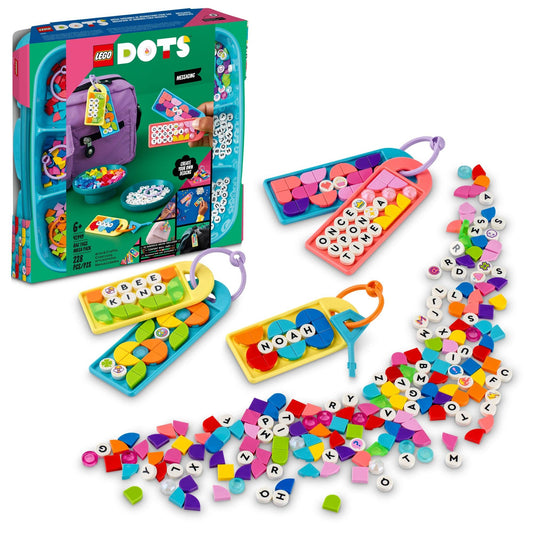 LEGO DOTS bag tags messaging kit with five colorful canvases