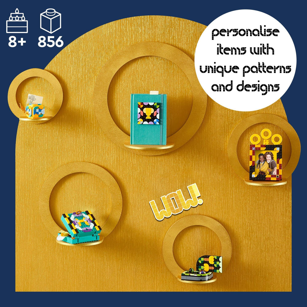 LEGO DOTS Hogwarts photo frame offers customizable Hogwarts-themed memory display.