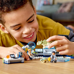 LEGO dinosaur egg incubator scene sparks curiosity with pretend incubating eggs.