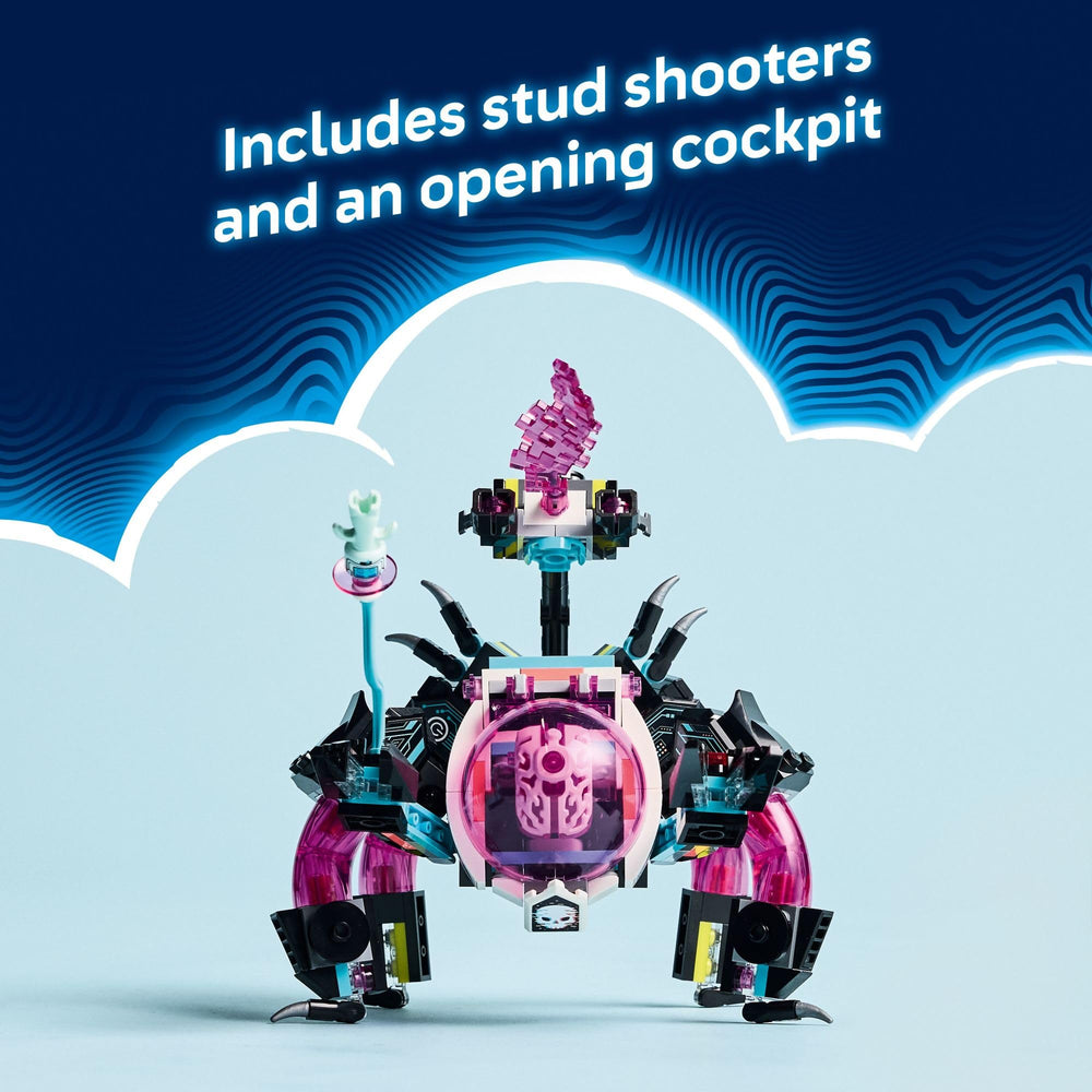 LEGO DREAMZzz mech with poseable limbs and shooters enhances action play.