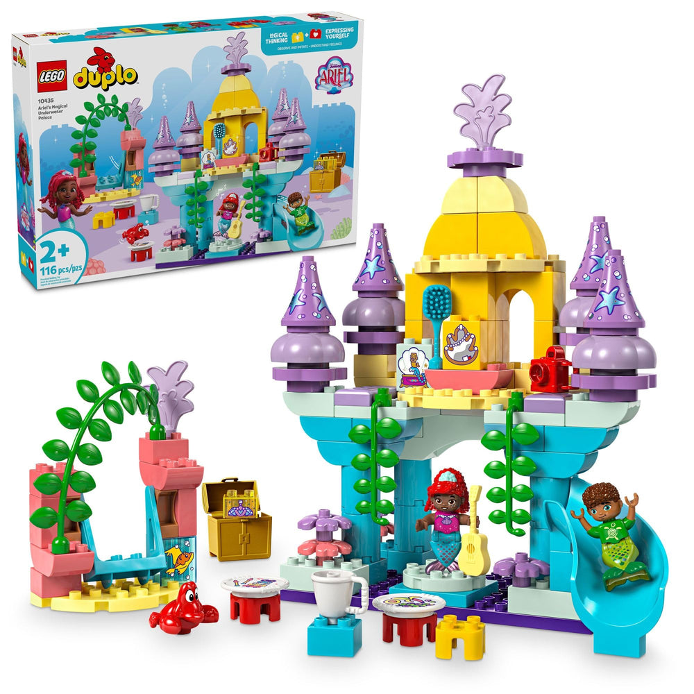 LEGO DUPLO Ariel underwater palace bedroom scene encourages imaginative storytelling and fine motor play.