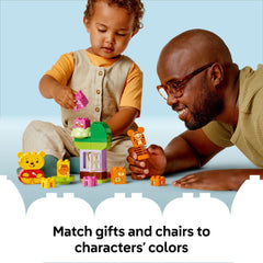 LEGO DUPLO birthday party scene with chairs for pretend setups.