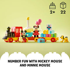 Cake with candle on LEGO DUPLO train invites birthday pretend play and celebration.