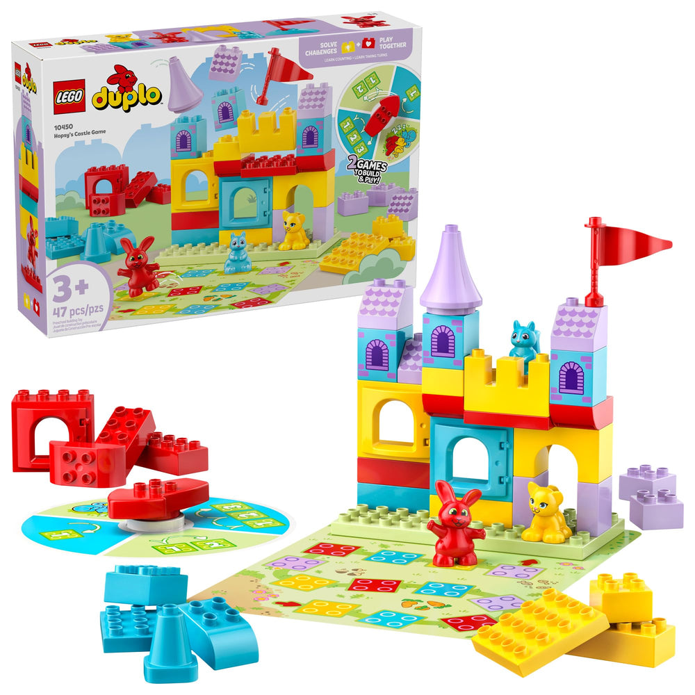 LEGO DUPLO Hopsy's Castle Game board shows a colorful layout that encourages cooperative play.