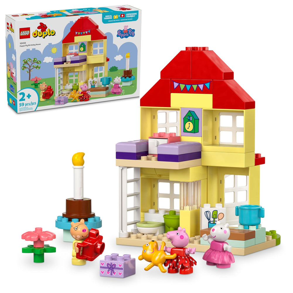 LEGO DUPLO Peppa Pig Birthday House figures for imaginative play and storytelling