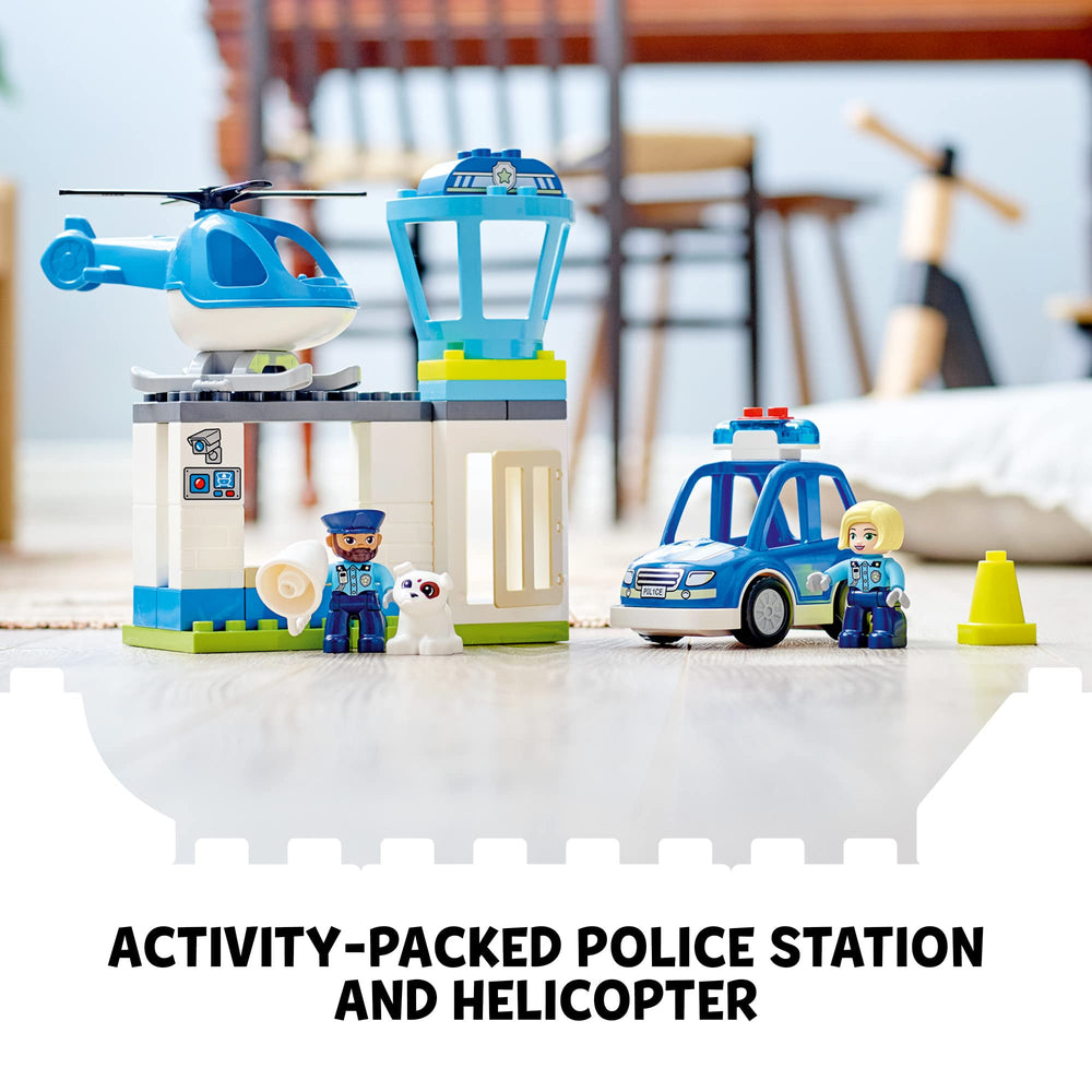 LEGO DUPLO Rescue Police Station observation tower opens doors for playful rescue scenarios