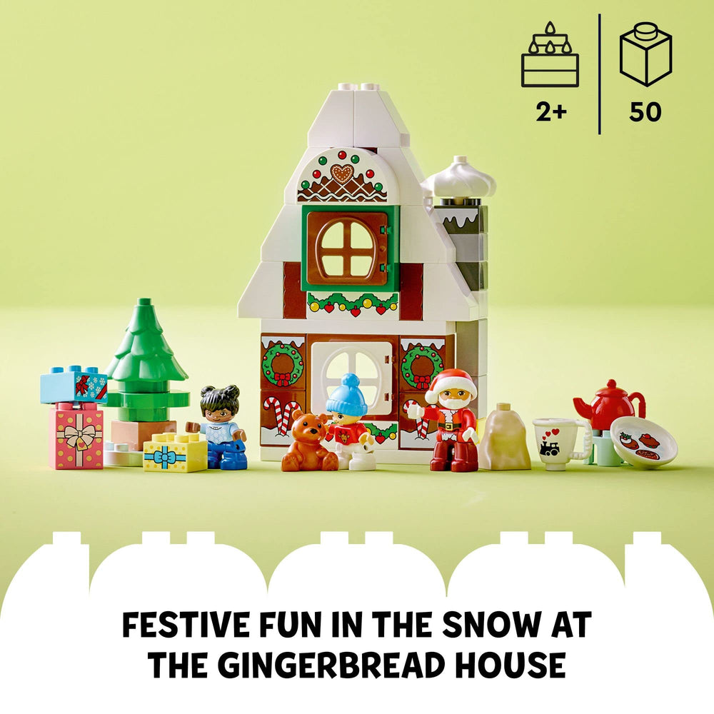 LEGO DUPLO Santa's Gingerbread House Santa figure ready for holiday role-play