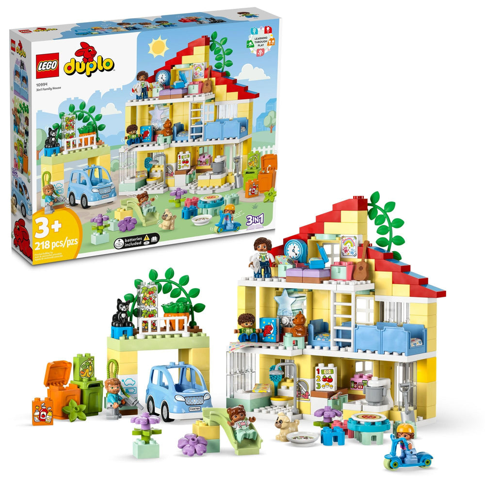 LEGO DUPLO Town 10994 front view shows a versatile 3-in-1 family house for imaginative play