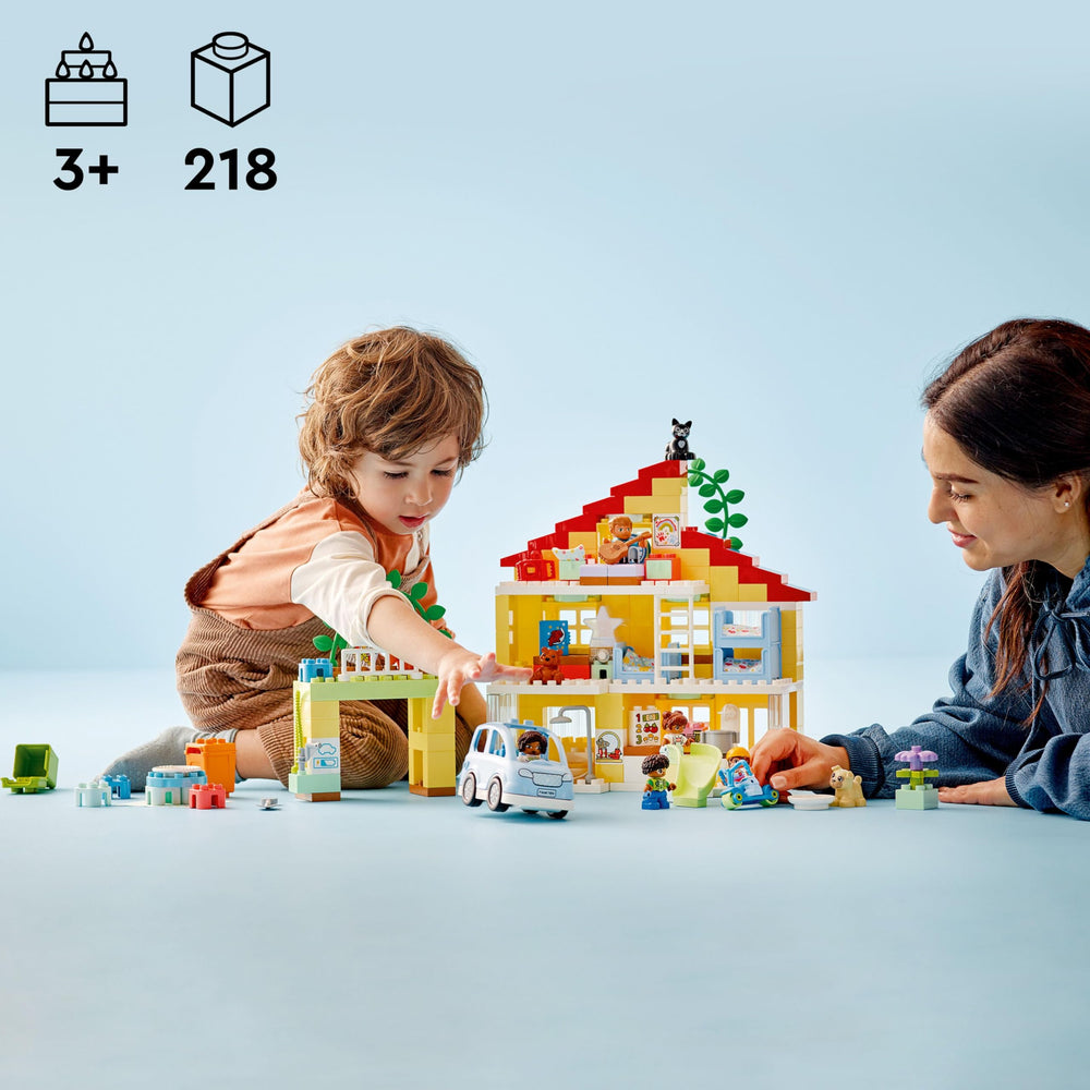 LEGO DUPLO Town 3-in-1 Family House interior with bunk bed for bedtime storytelling