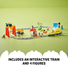 LEGO DUPLO Town rail track blocks enable creative track layouts and play.