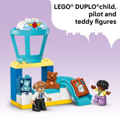 LEGO DUPLO Town figures include child, pilot, and teddy bear for storytelling fun.