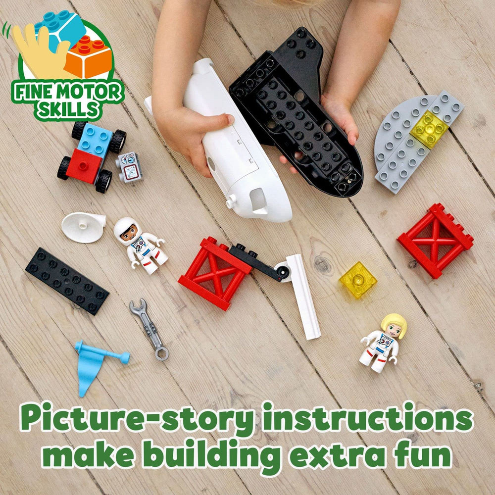LEGO DUPLO Town Space Shuttle Mission turning wheels enable realistic space pretend.