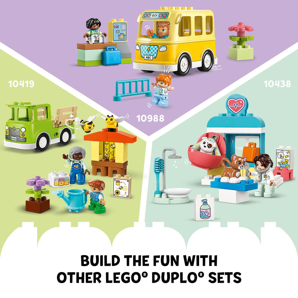 LEGO DUPLO Town Vet Clinic hinged windows invite interactive clinic scenes