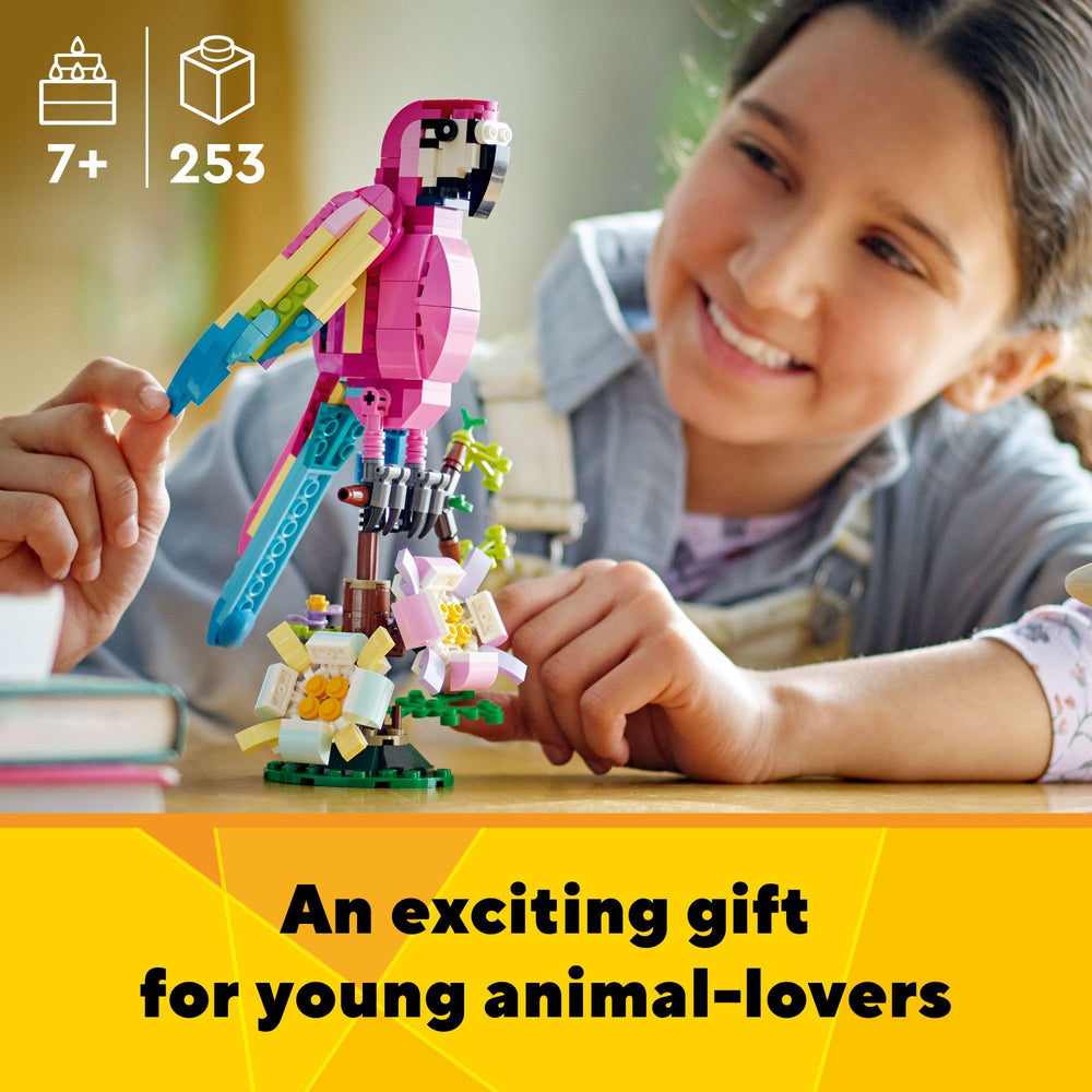 LEGO Exotic Pink Parrot assembly build offers a rewarding experience.