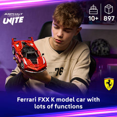 LEGO Technic Ferrari FXX K opening hood invites hands-on engine exploration.