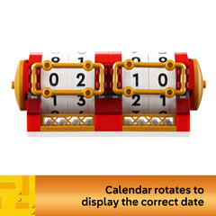 LEGO Festival Calendar Rotating calendar shows date in month-day or day-month format.