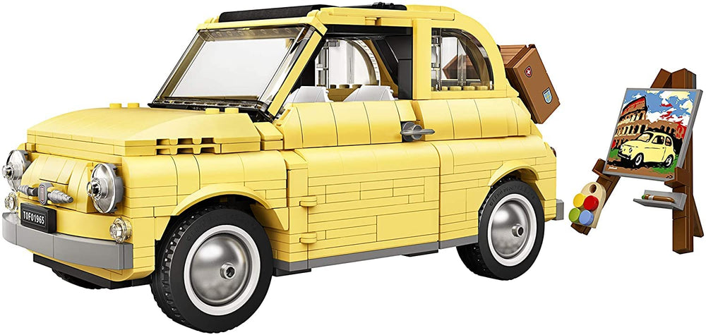 LEGO Fiat 500 10271 miniature suitcase adds Italian flair to the interior.