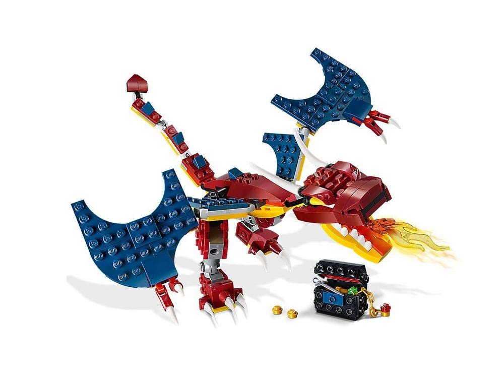 The LEGO Fire Dragon 31102 saber-toothed tiger model supports creative rebuild sessions