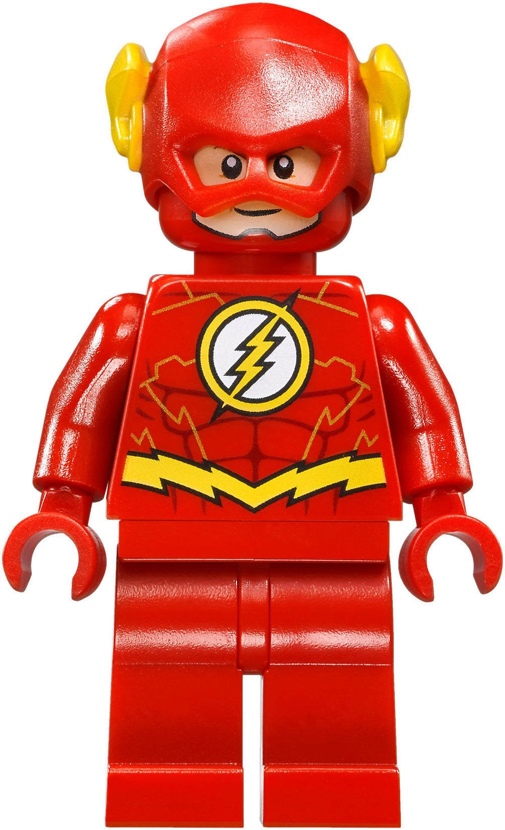 LEGO Flash Gold Outline minifigure front view highlighting collectible detailing for display