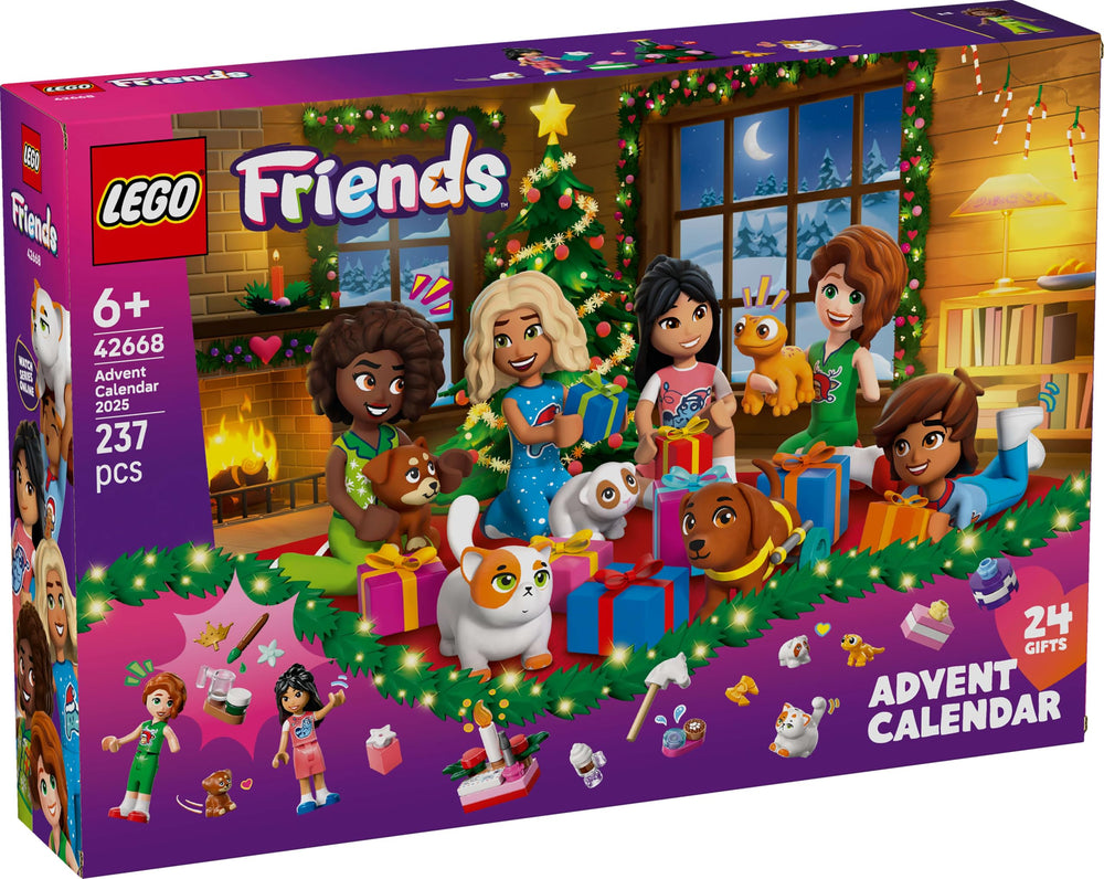 LEGO Friends Advent Calendar 2025 plaid sofa and lamp create a warm holiday nook.