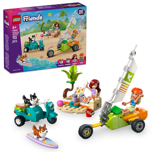 Lego Friends Beach Adventure surfboard scene for creative seaside storytelling.