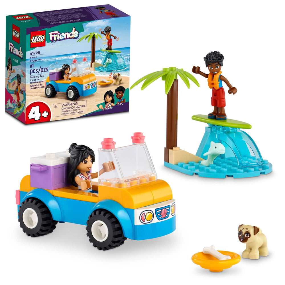 LEGO Friends Beach Buggy Fun 41725 beach buggy scene with mini-dolls for imaginative storytelling