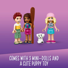LEGO Friends Beach Glamping 41700 outdoor shower and toilet enhances immersive setup.