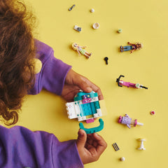 LEGO Friends Bubble Tea Shop interior with open roof for mixing drinks.