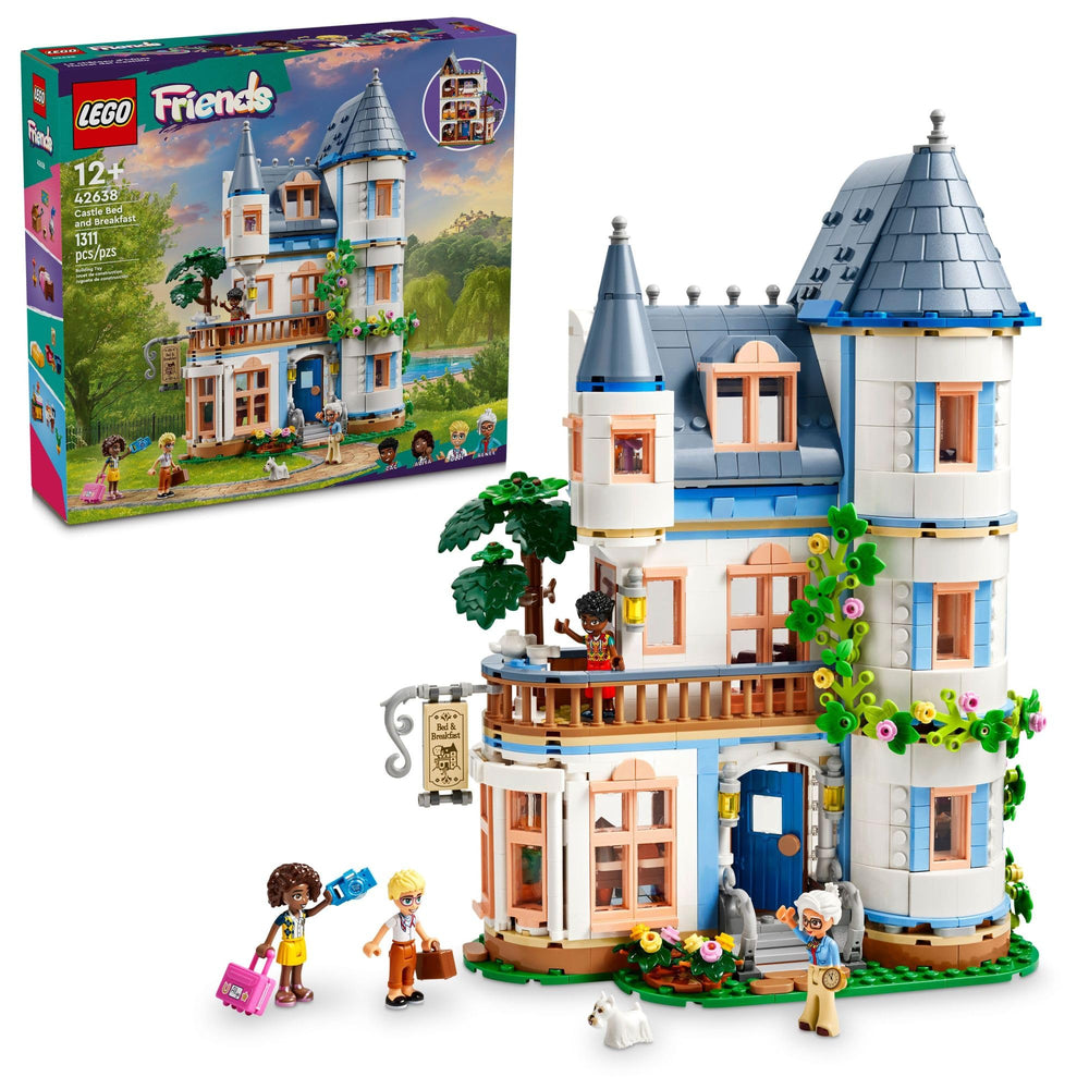 LEGO Friends castle bed and breakfast exterior inspires imaginative hotel adventures.