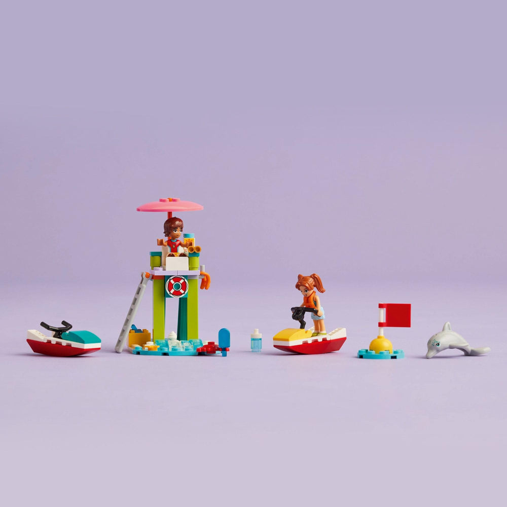 LEGO Friends dolphin figure joining the beach scene for storytelling.